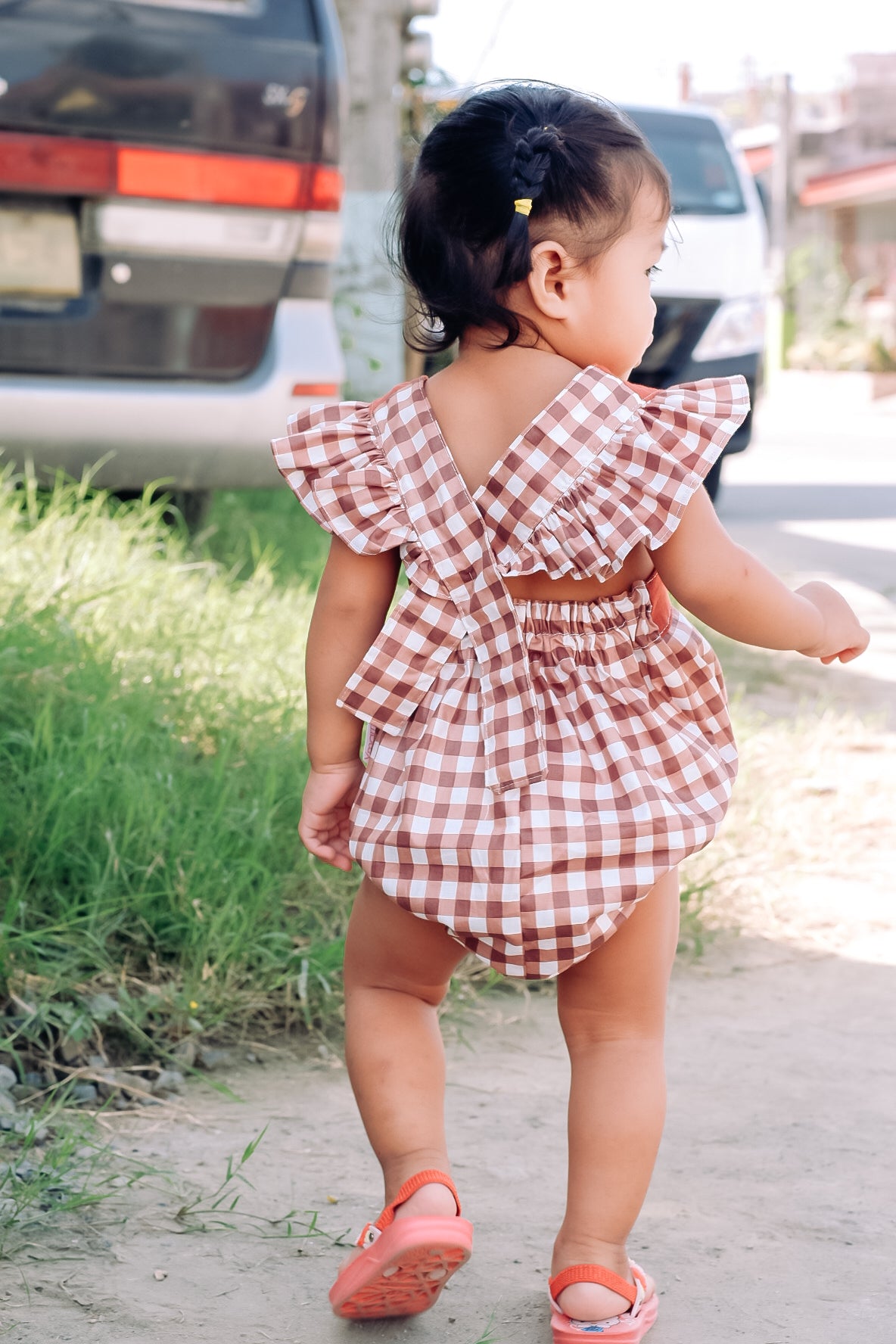 Mauve Baby Pinafore & Romper