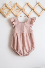 Load image into Gallery viewer, Mauve Baby Pinafore &amp; Romper
