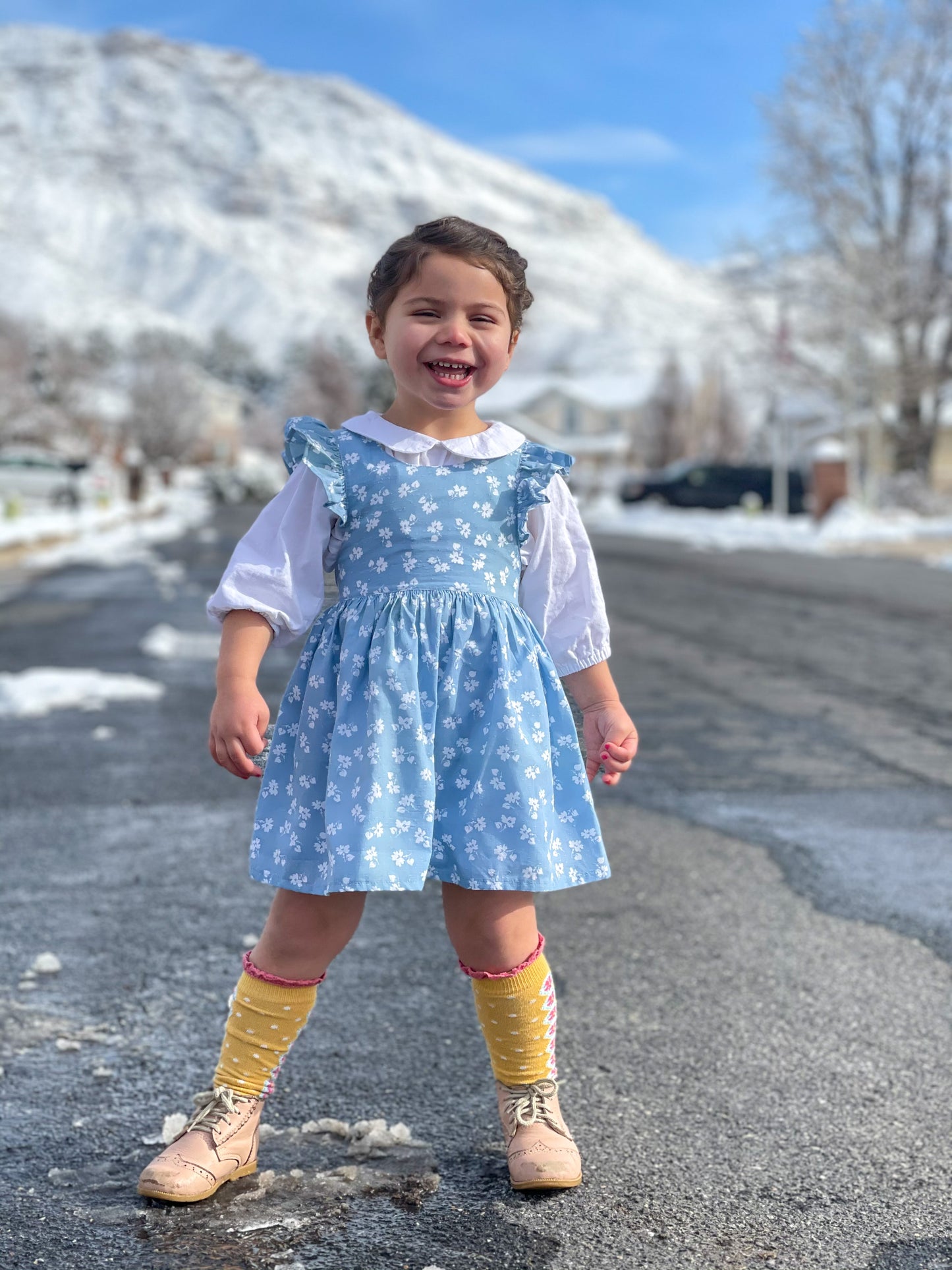 Mauve Baby Pinafore & Romper