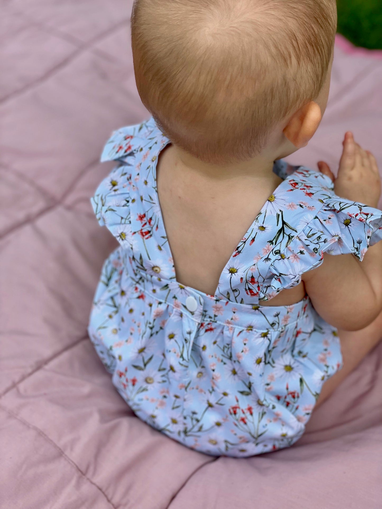 Mauve Baby Pinafore & Romper