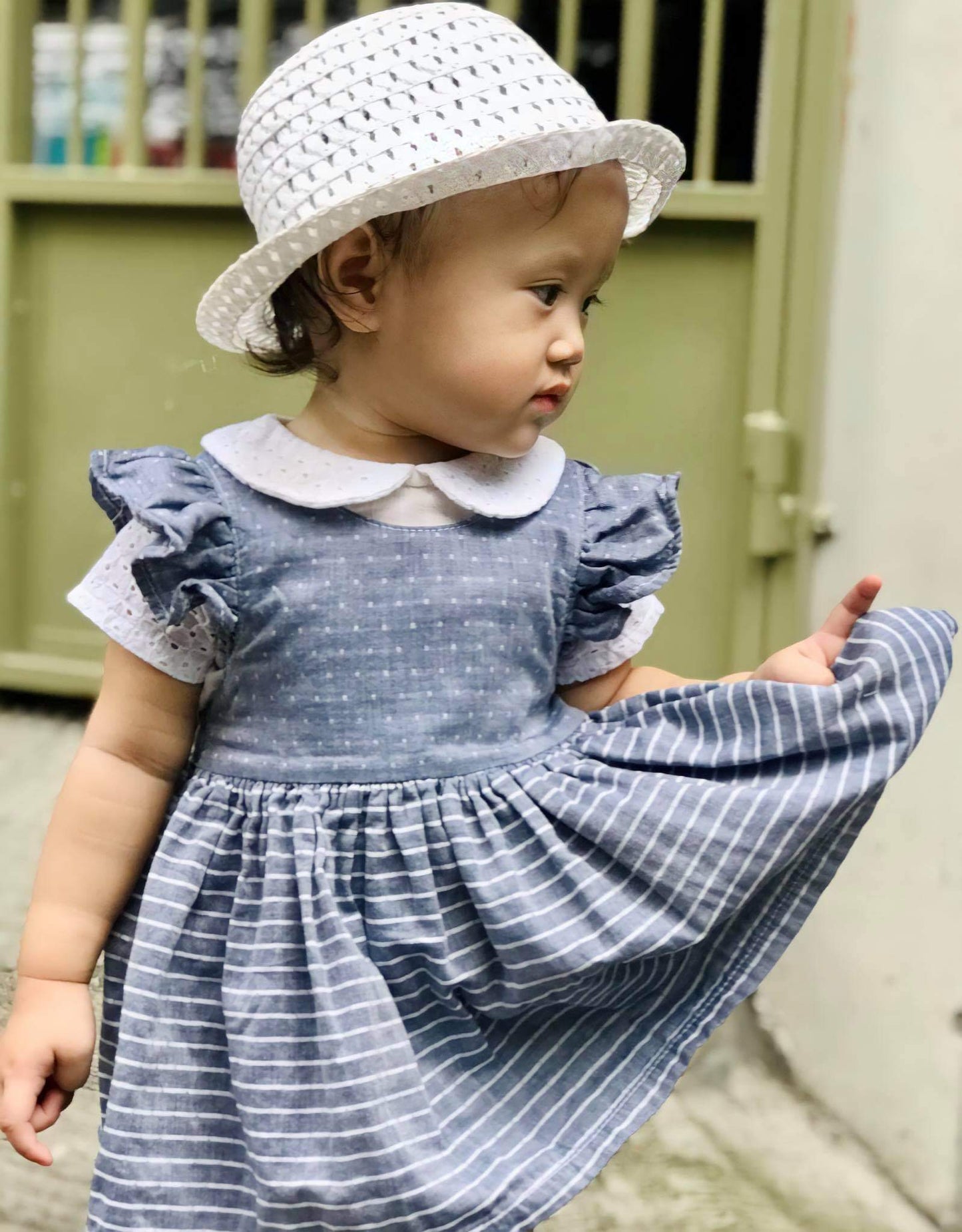 Mauve Baby Pinafore & Romper