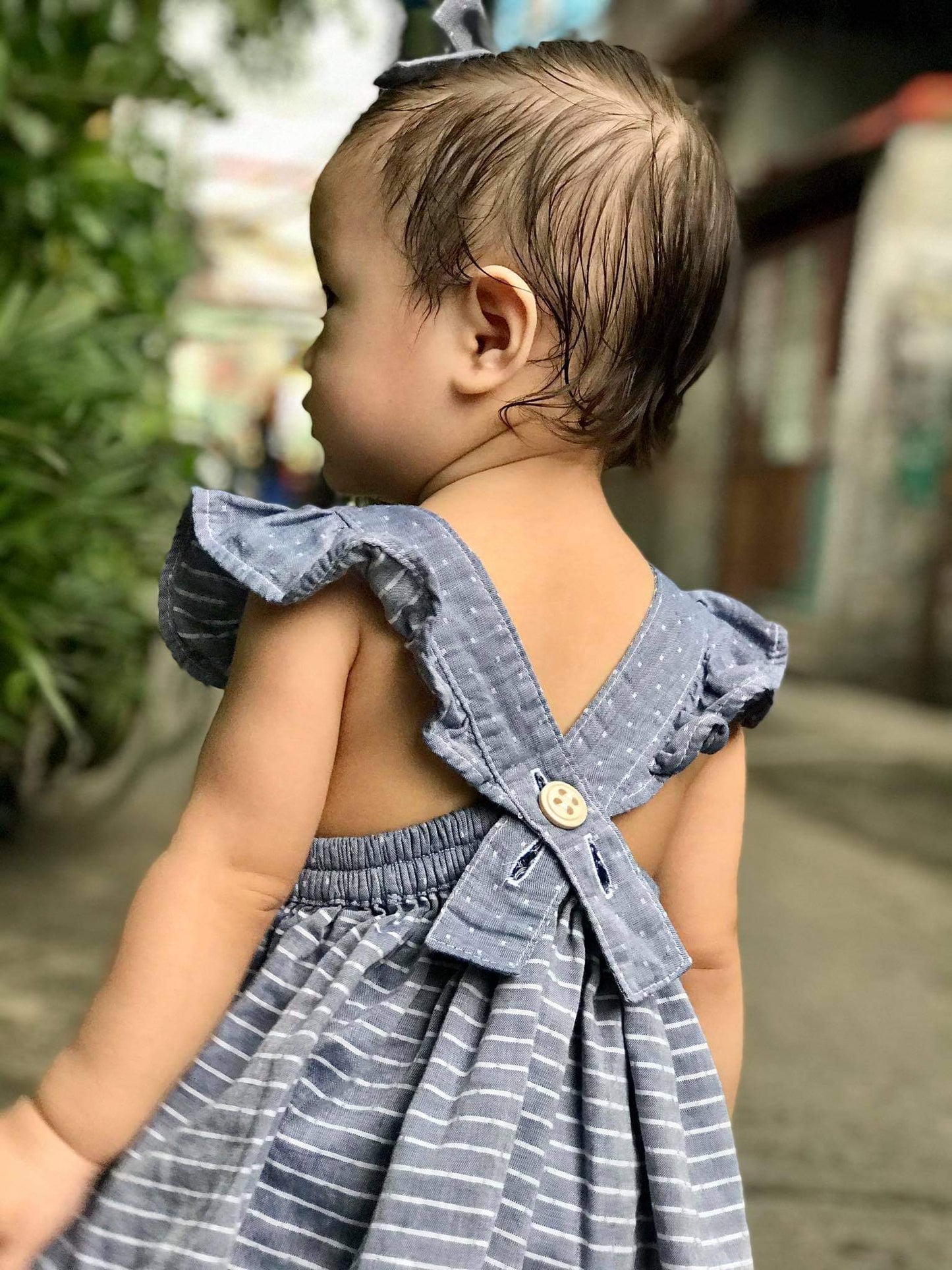 Mauve Baby Pinafore & Romper